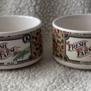 Vintage Houston foods fresh farm soup mugs stackable farmhouse decor set of 2